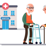 Senior Citizen Health Insurance Two senior citizen near hospital