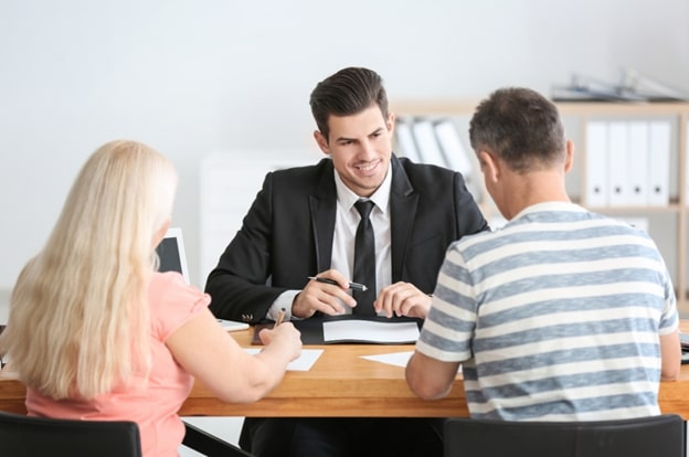 Legal advisor discussing with clients